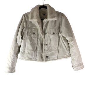 Universal Thread Womens Faux Sherpa Lined Denim Jacket White Size S